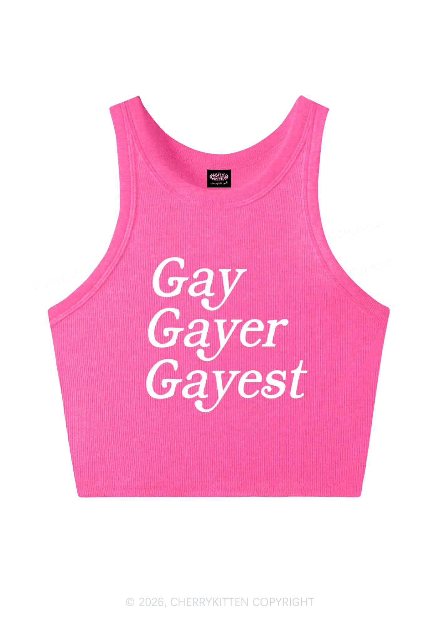 Gay Gayer Gayest Pride Y2K Crop Tank Top Cherrykitten