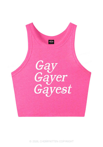Gay Gayer Gayest Pride Y2K Crop Tank Top Cherrykitten