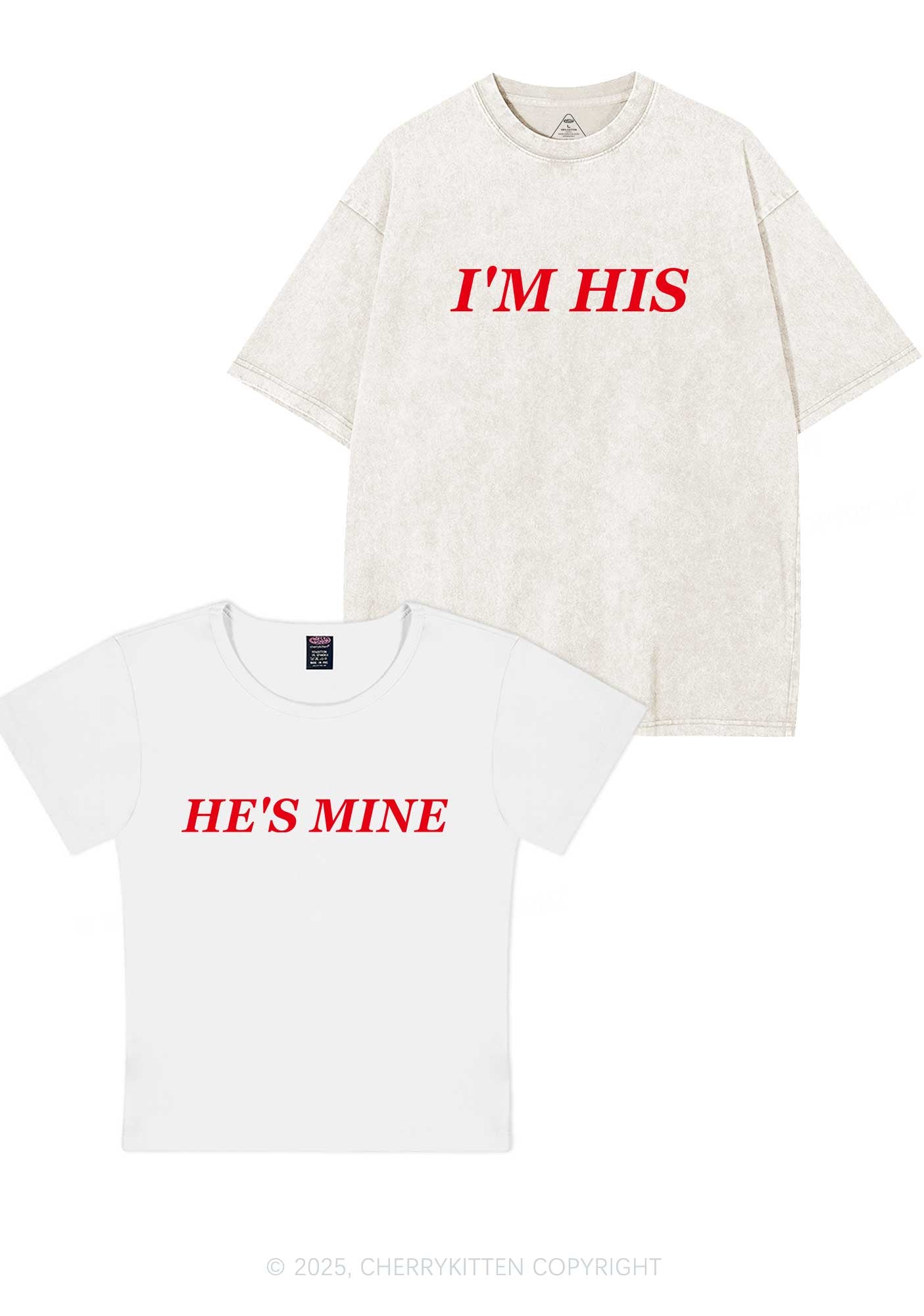 Hes Mine Im His Y2K Valentine's Day Couple Shirt Cherrykitten