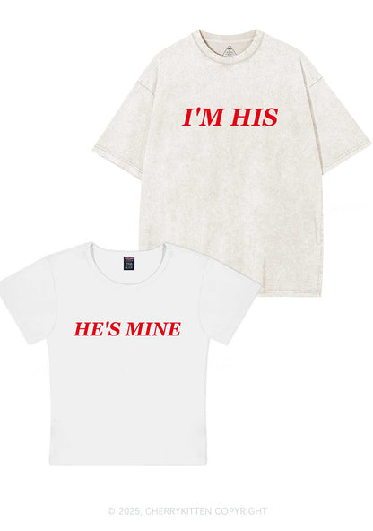 Hes Mine Im His Y2K Valentine's Day Couple Shirt Cherrykitten