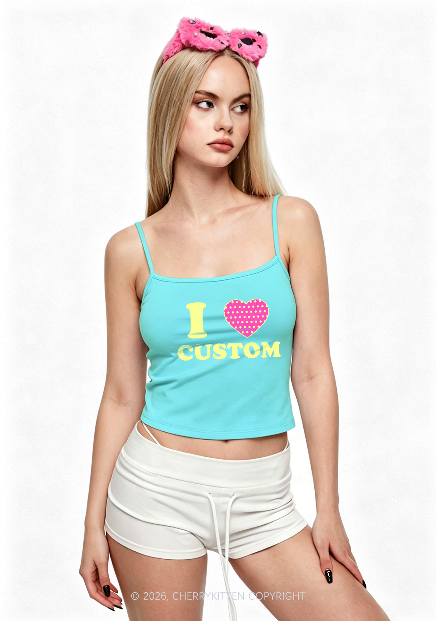 I Love Custom Y2K Spaghetti Strap Cami Cherrykitten