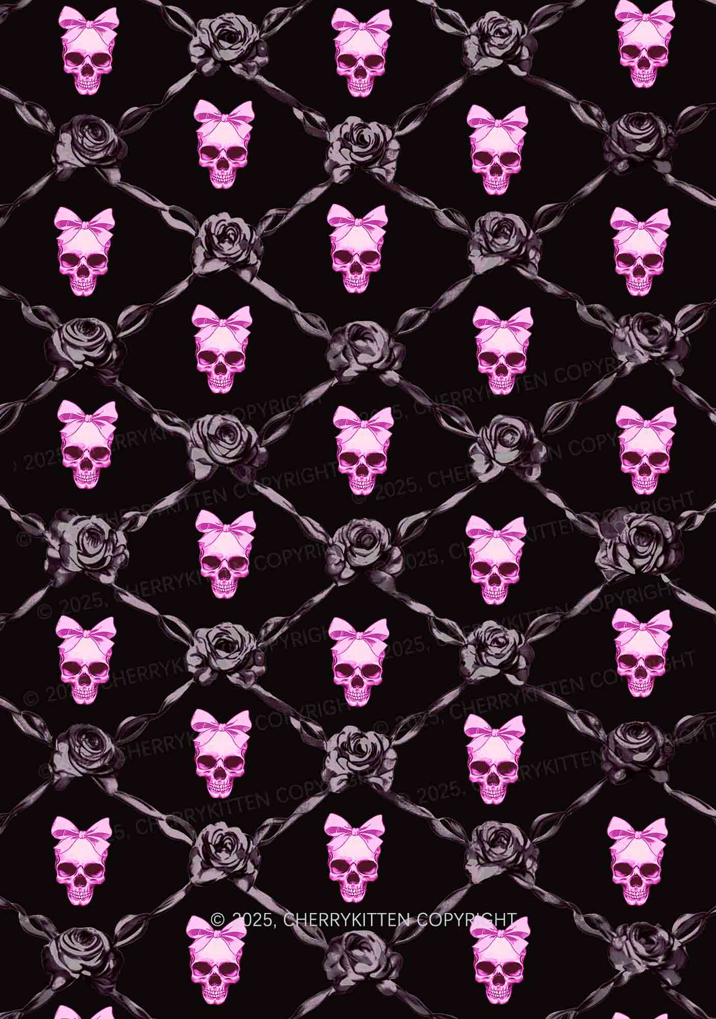 Halloween Pink Skull Y2K Print Cami Shorts Pajama Set Cherrykitten