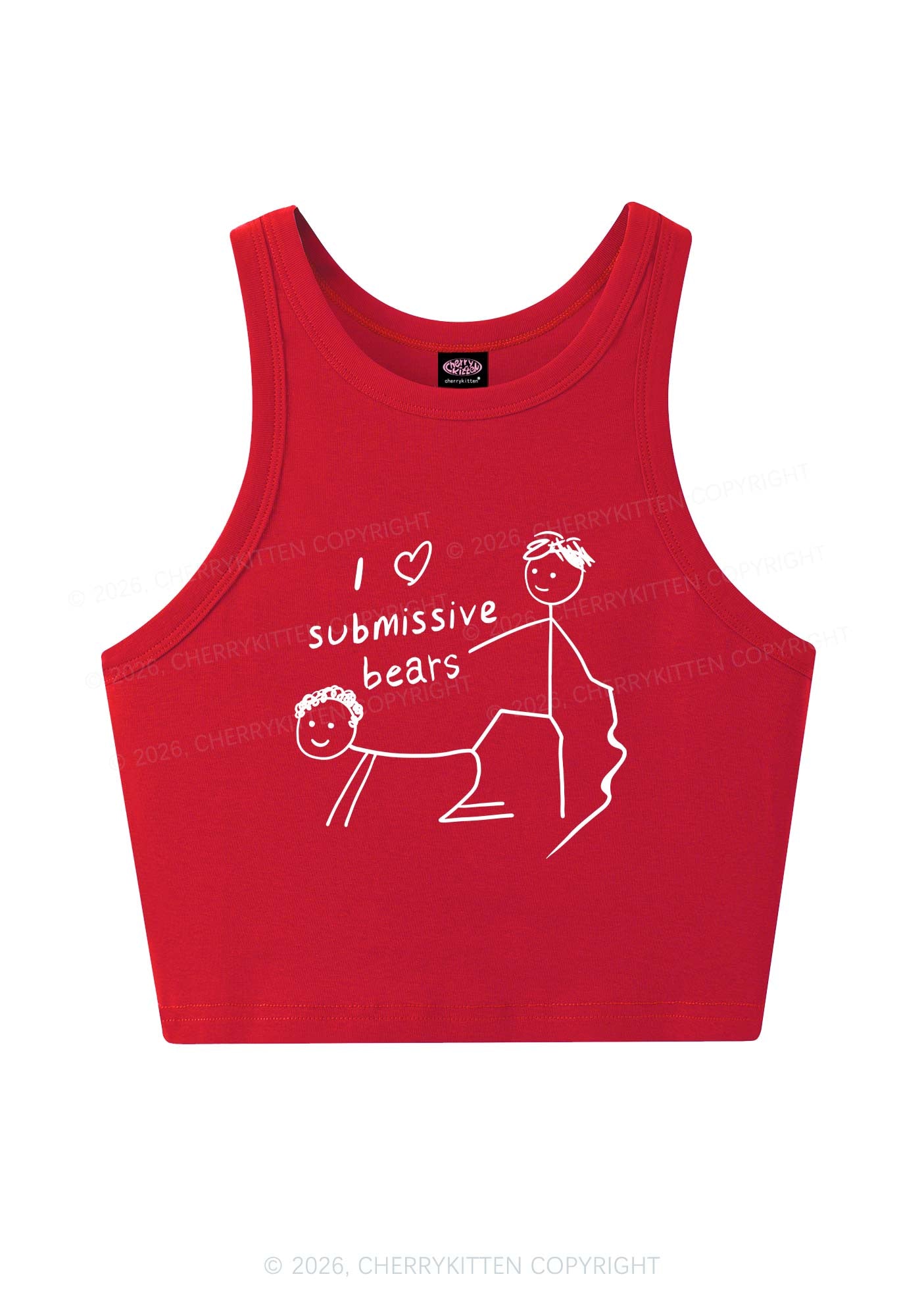 I Love S Bears Y2K Crop Tank Top Cherrykitten
