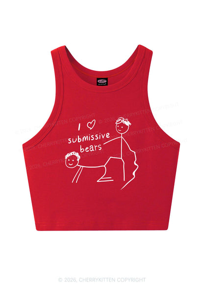 I Love S Bears Y2K Crop Tank Top Cherrykitten