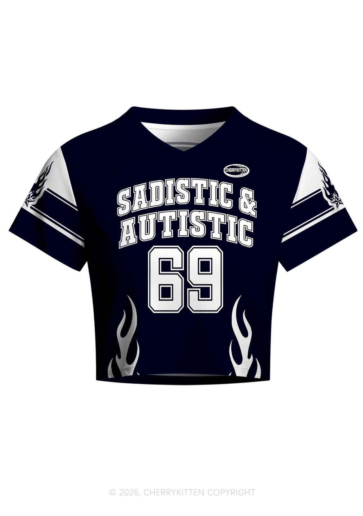 Sadistic And Autistic Y2K Crop Football Jersey Shirts Cherrykitten