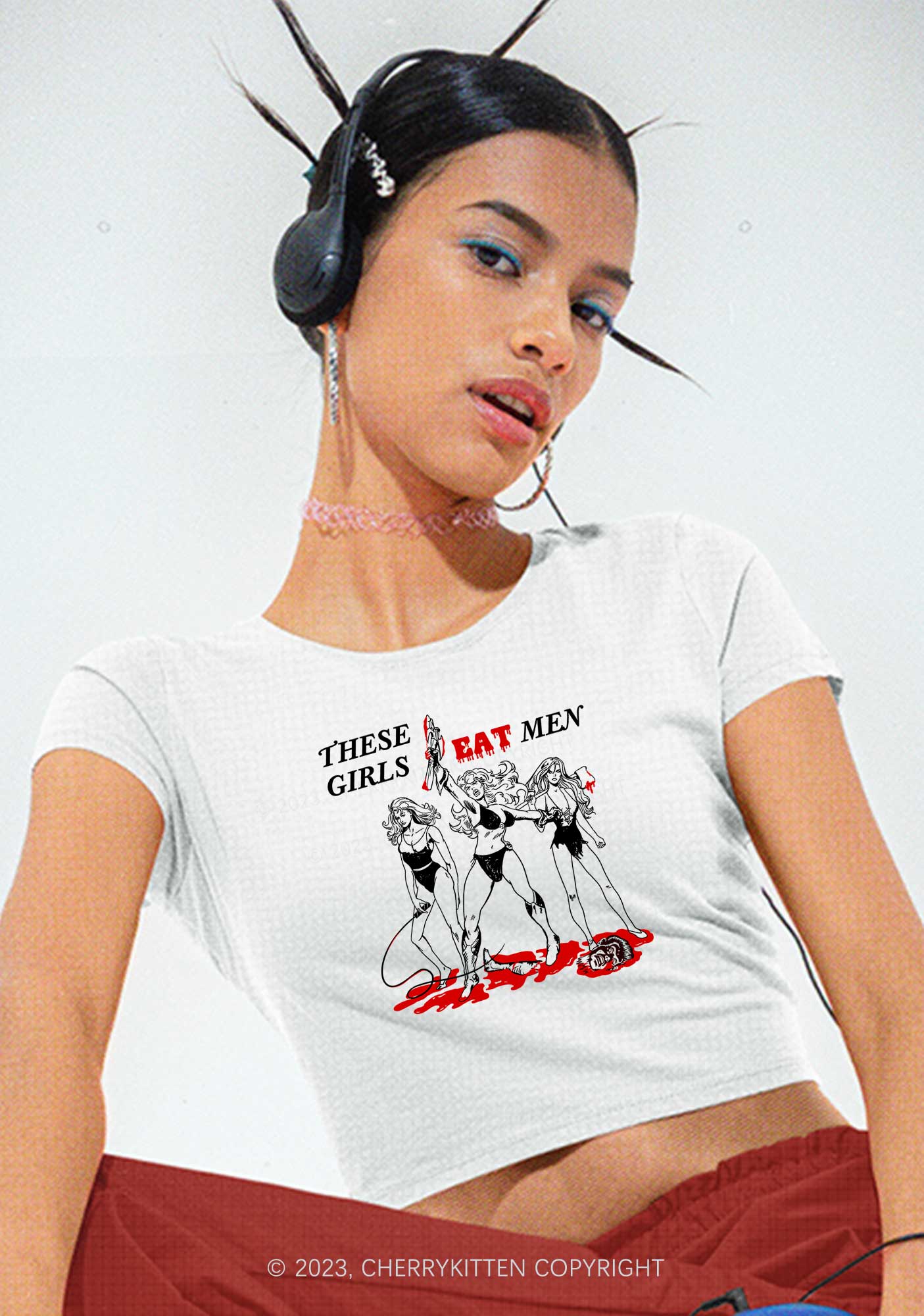 These Girls Eat Men Y2K Baby Tee Cherrykitten