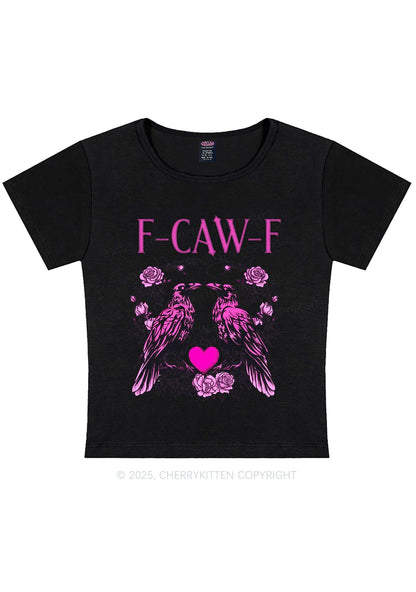 F CAW F Pink Ravens Valentine's Day Y2K Baby Tee Cherrykitten