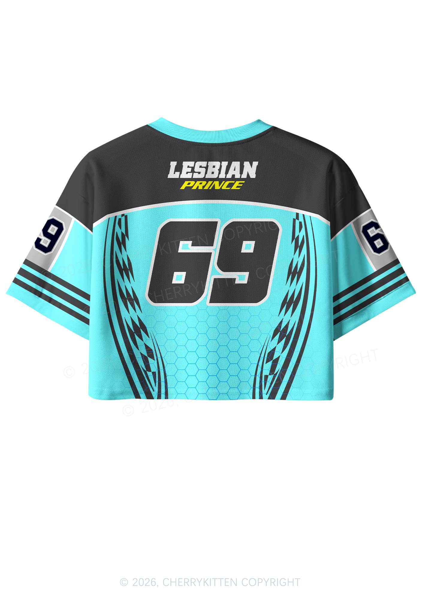 Blue Lesbian Prince Pride Y2K Crop Sport Jersey Shirts Cherrykitten