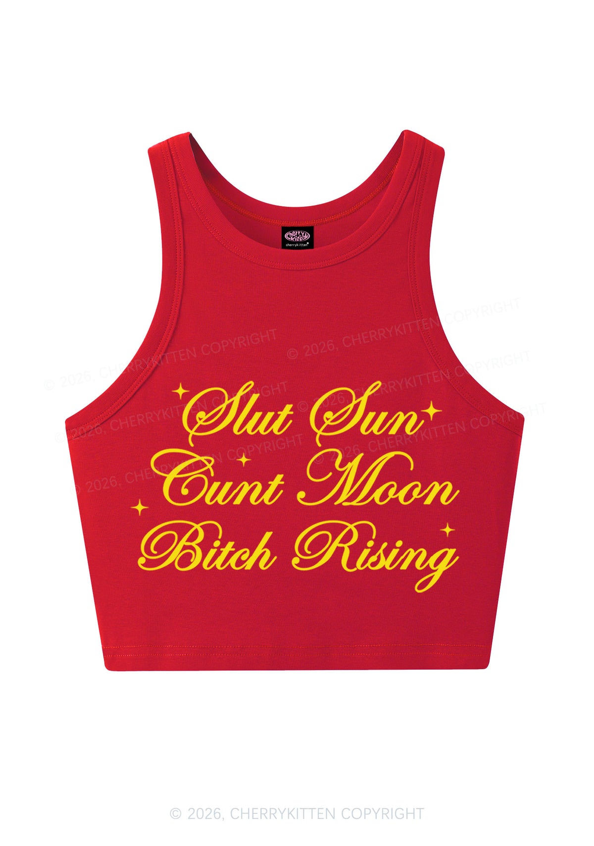 Slxt Sun Cxxt Moon Bxtch Rising Y2K Crop Tank Top Cherrykitten