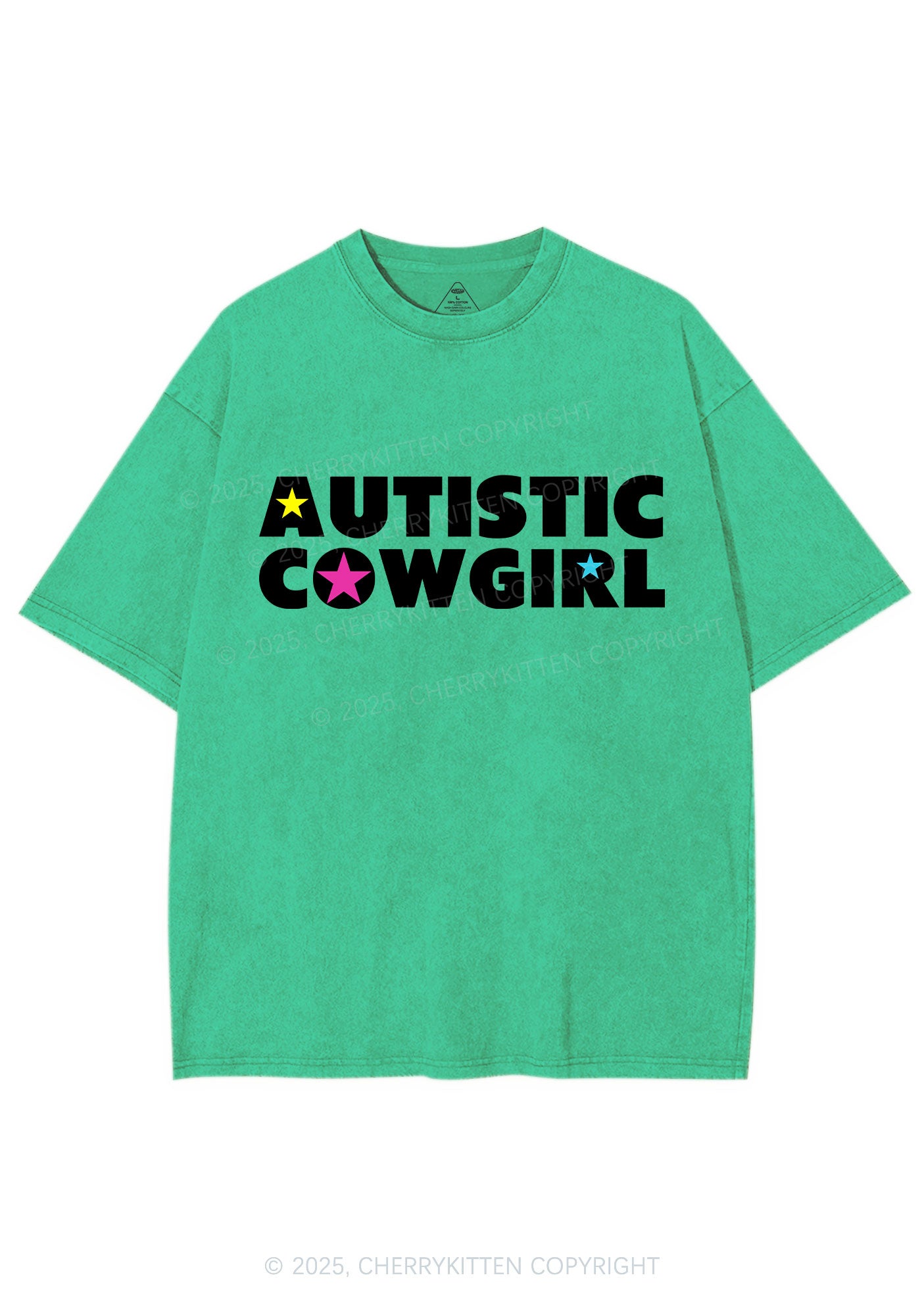Autistic Cowgirl Y2K Shirts Washed Tee Cherrykitten
