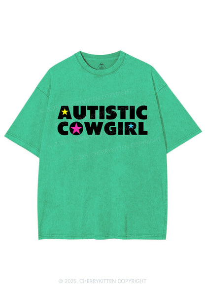 Autistic Cowgirl Y2K Shirts Washed Tee Cherrykitten