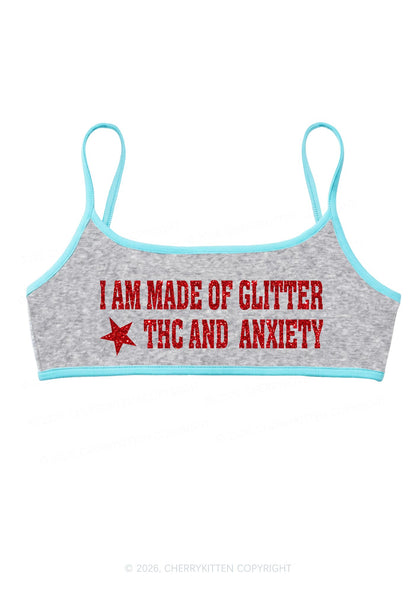 Made Of Glitter Thc Anxiety Y2K Super Crop Cami Cherrykitten