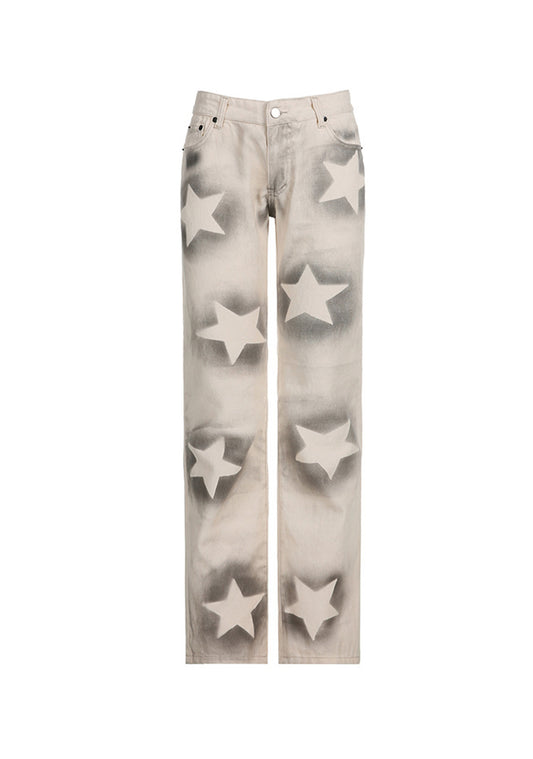 Stars Smudged Contrast Low Rise Pants