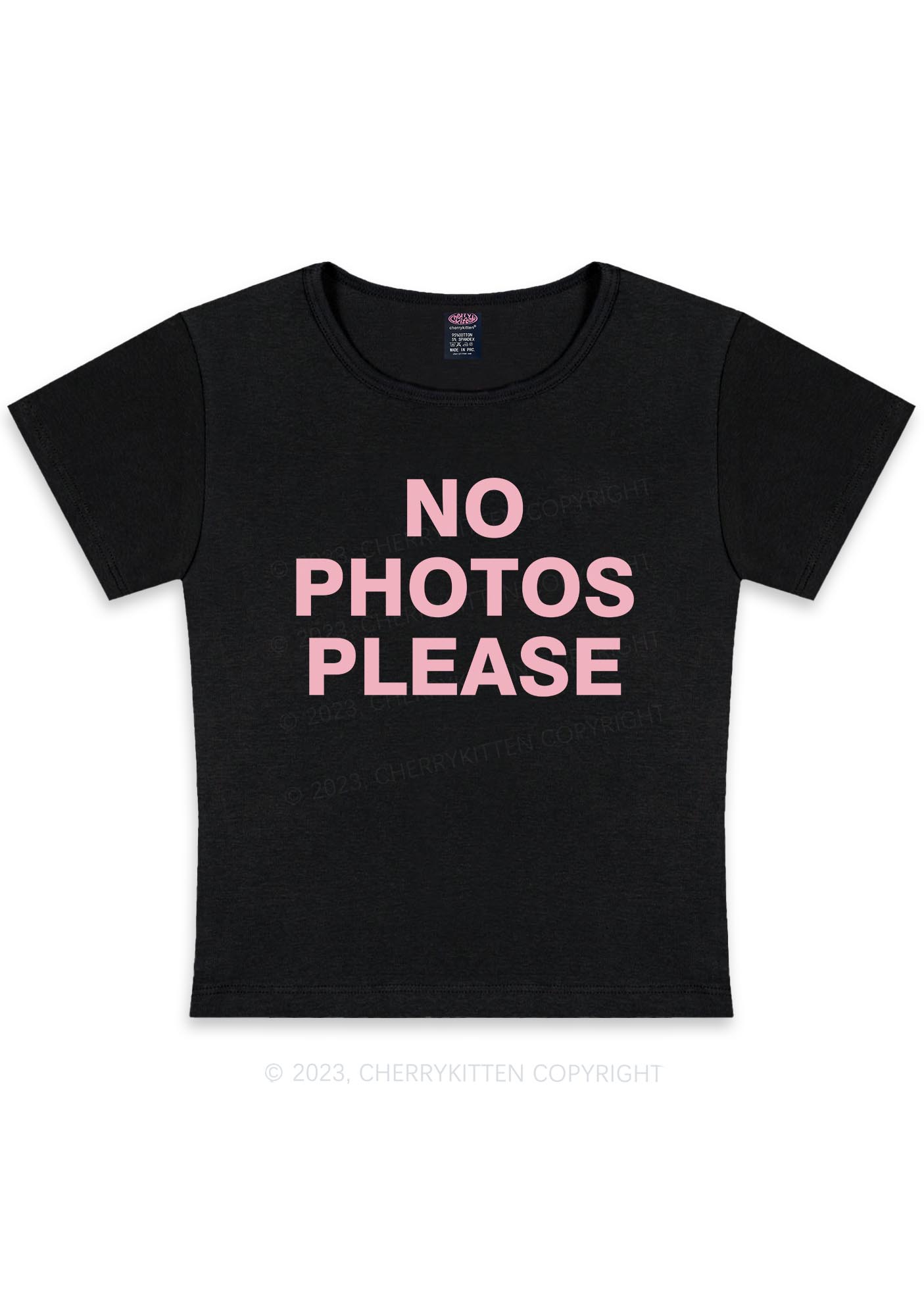 No Photos Please Y2K Baby Tee Cherrykitten