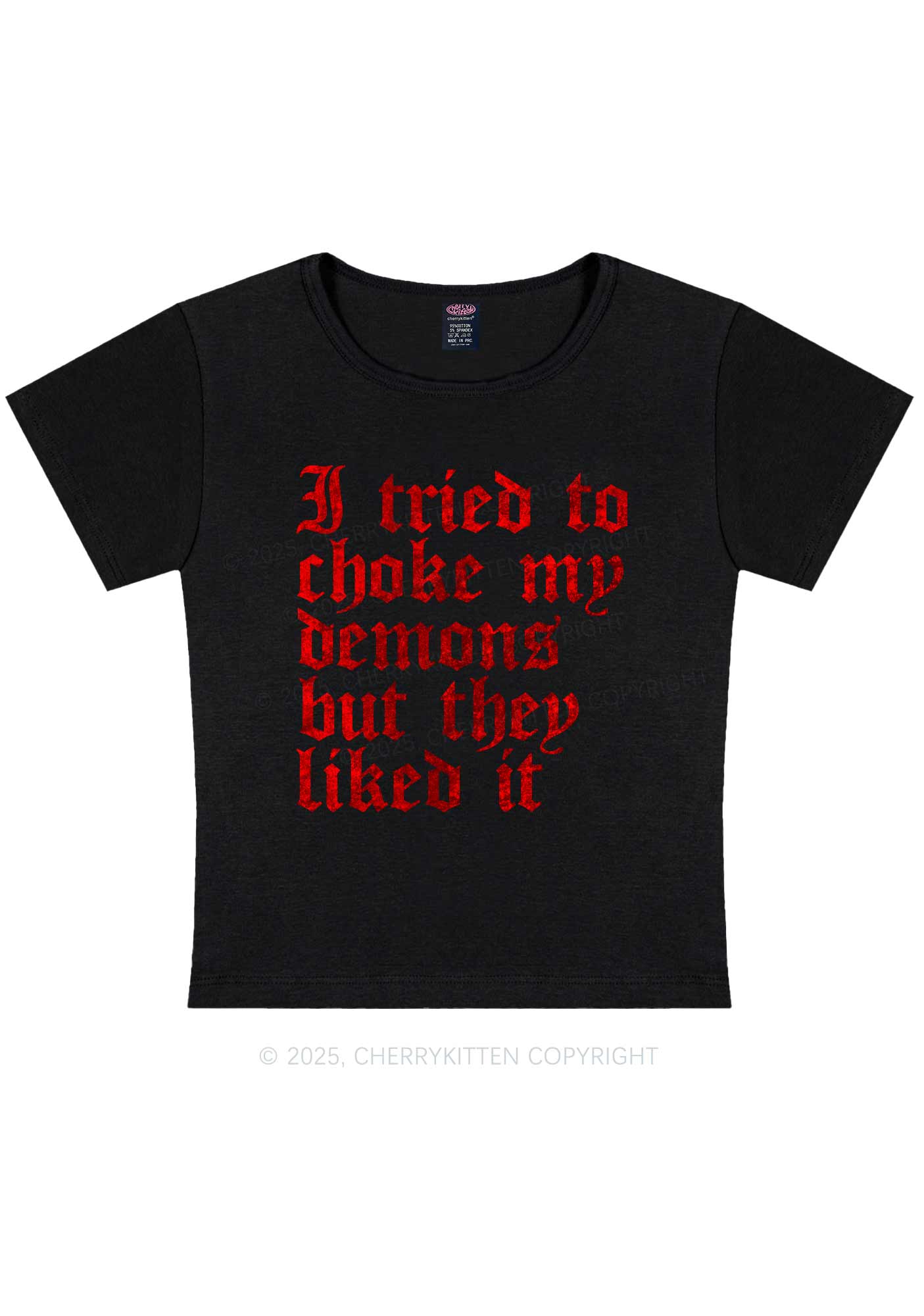 Halloween Choke Demons They Liked Y2K Baby Tee Cherrykitten