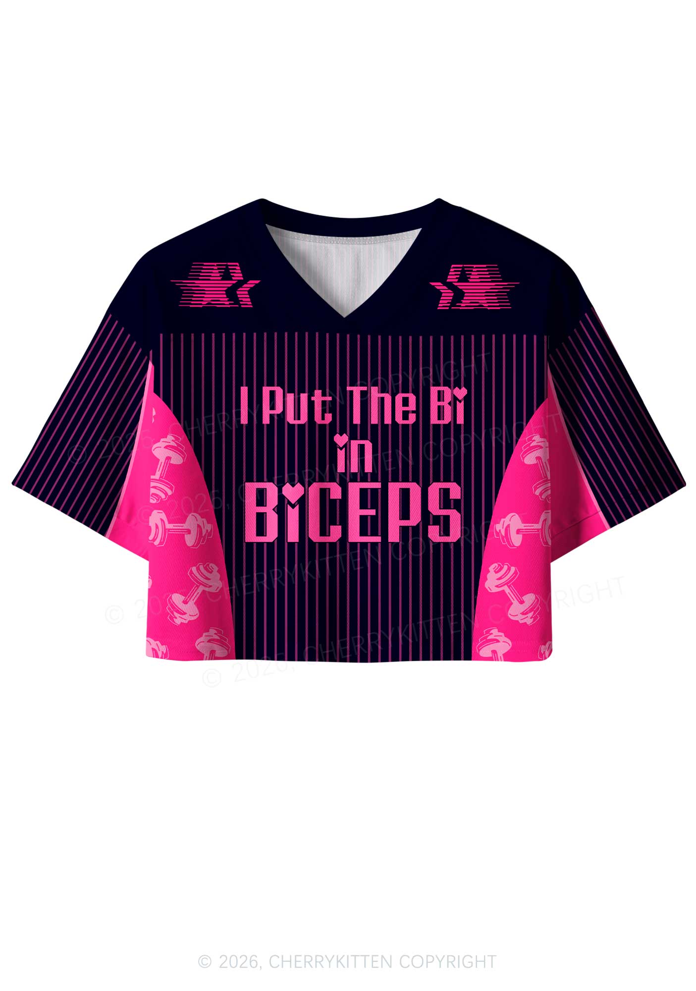 I Put The Bi In Biceps Pride Y2K Crop Sport Jersey Shirts Cherrykitten