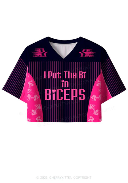 I Put The Bi In Biceps Pride Y2K Crop Sport Jersey Shirts Cherrykitten