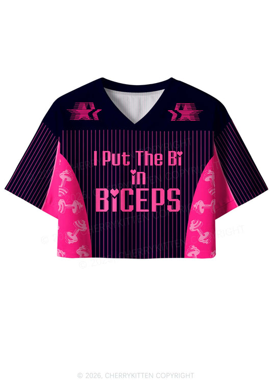I Put The Bi In Biceps Pride Y2K Crop Sport Jersey Shirts Cherrykitten