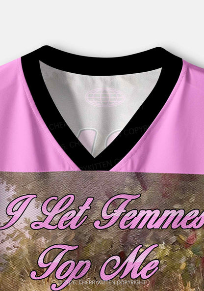 I Let Femmes Top Me Picnic Girls Pride Y2K Crop Sport Jersey Shirts Cherrykitten