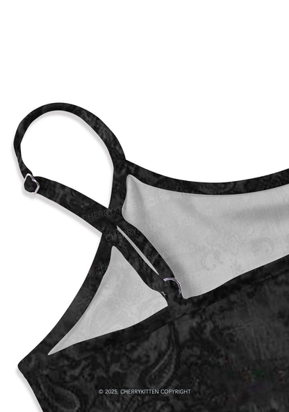 Dark Leopard Cross Y2K Print Cami Crop Top Cherrykitten