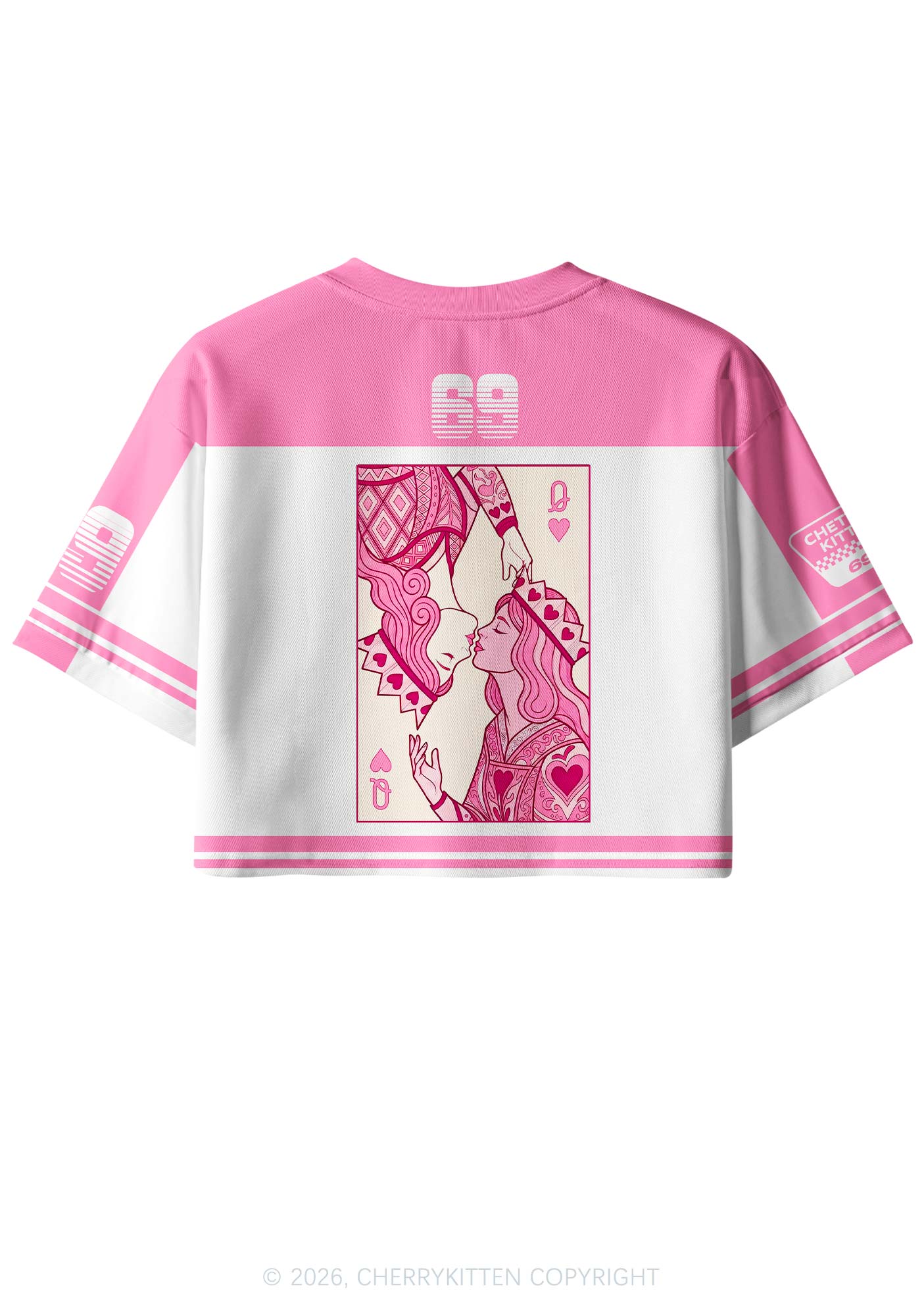 Two Pink Queens Kissing Pride Y2K Crop Sport Jersey Shirts Cherrykitten