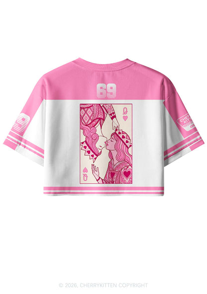Two Pink Queens Kissing Pride Y2K Crop Sport Jersey Shirts Cherrykitten