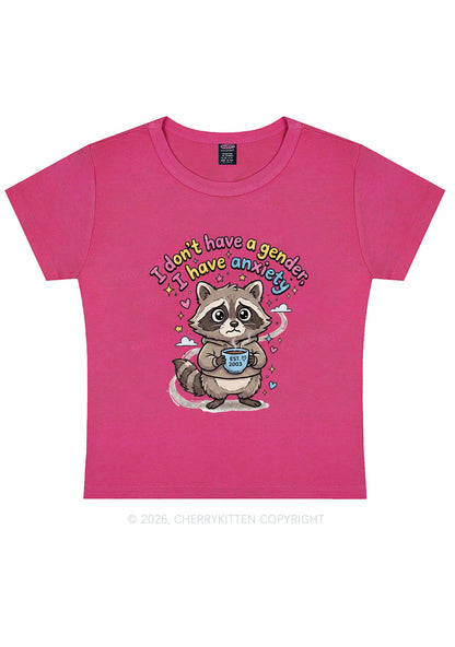 Raccoon I dont Have A Gender Pride Y2K Baby Tee Cherrykitten