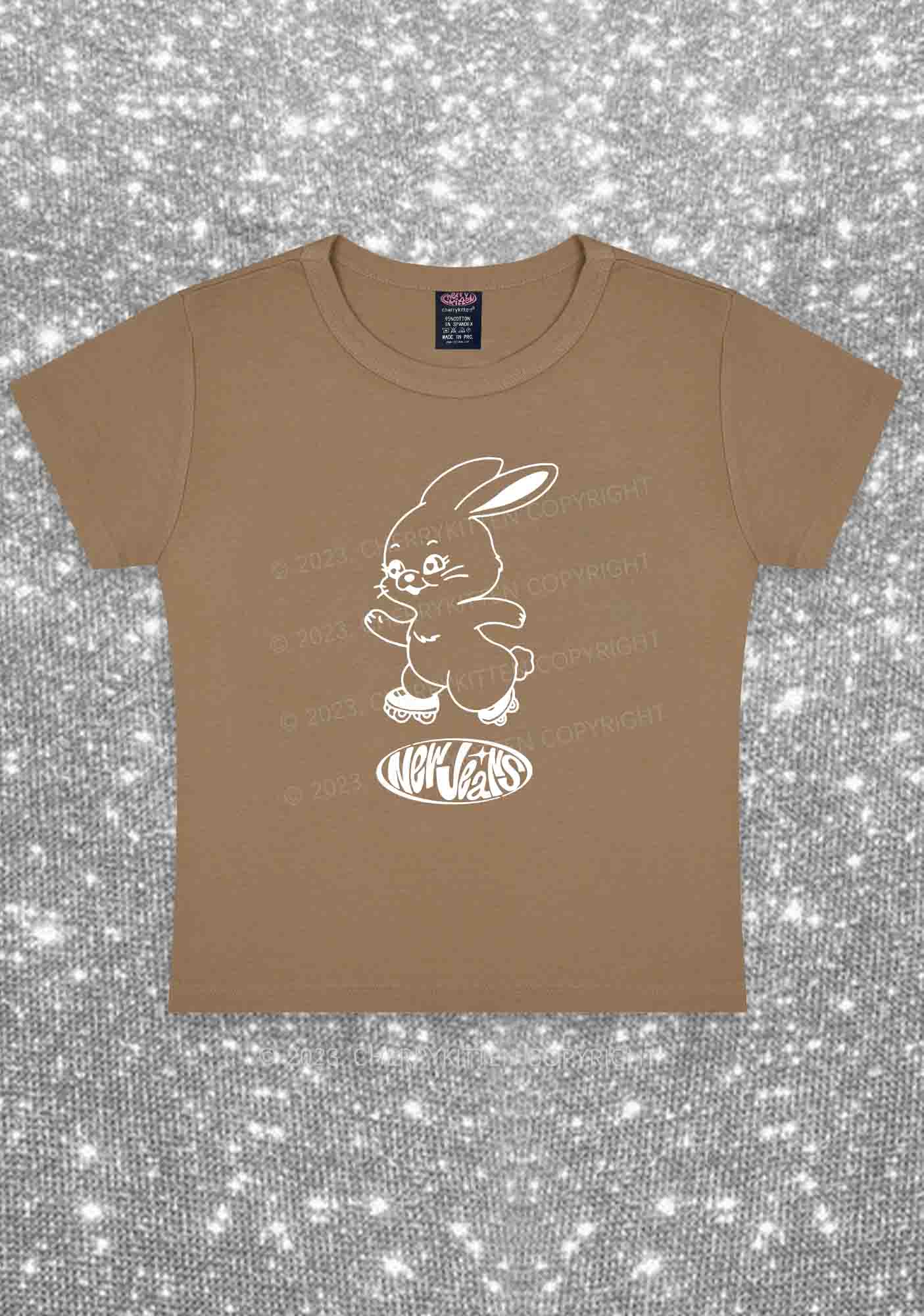 Skating Rabbit Kpop Y2K Baby Tee Cherrykitten