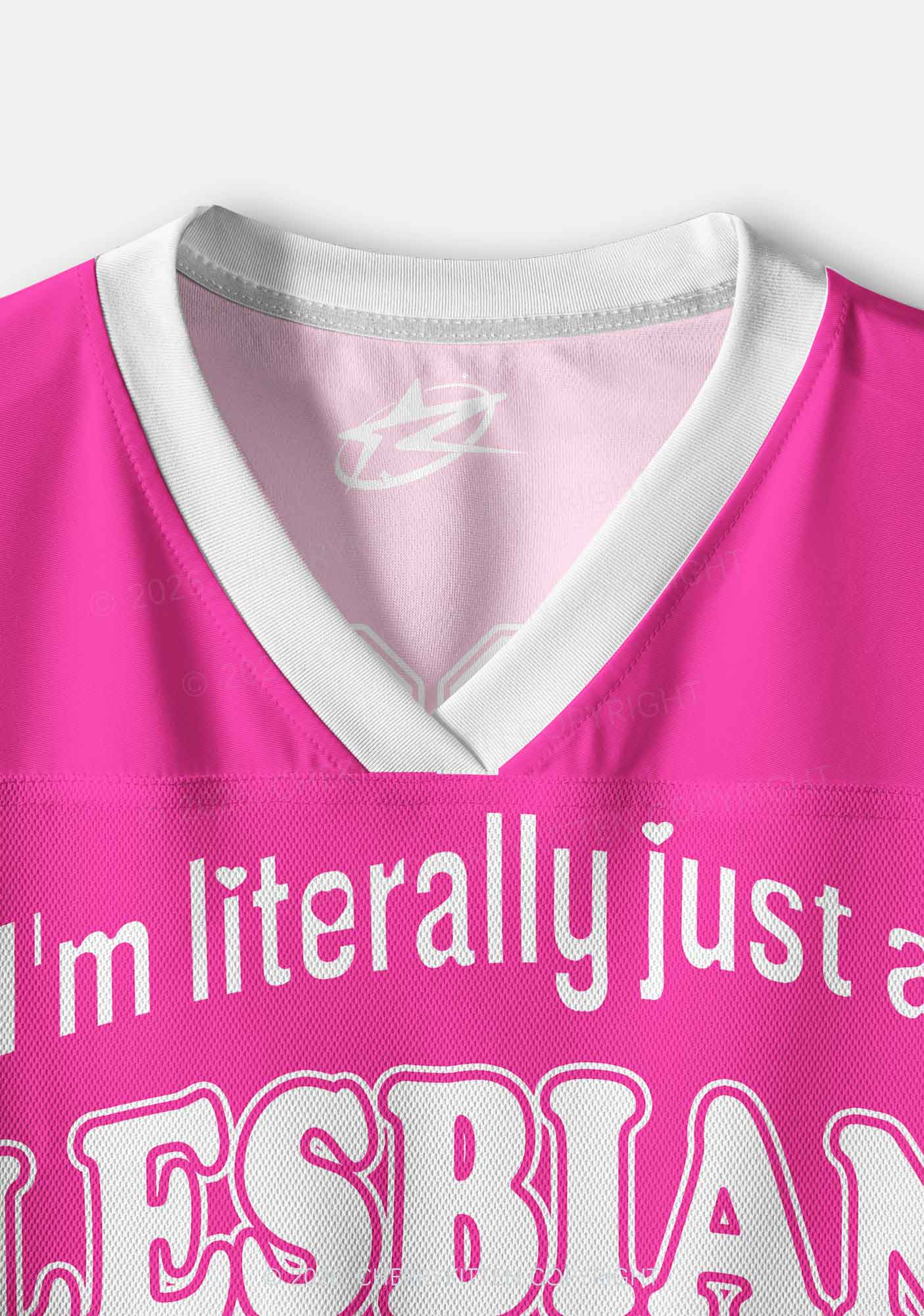 Literally Just A Lesbian Pride Y2K Crop Sport Jersey Shirts Cherrykitten