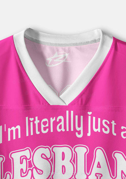 Literally Just A Lesbian Pride Y2K Crop Sport Jersey Shirts Cherrykitten