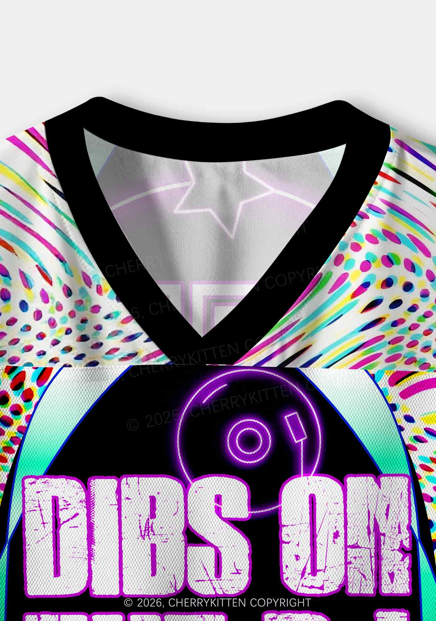 Dibs On The DJ Vinyl Record Y2K Crop Sport Jersey Shirts Cherrykitten