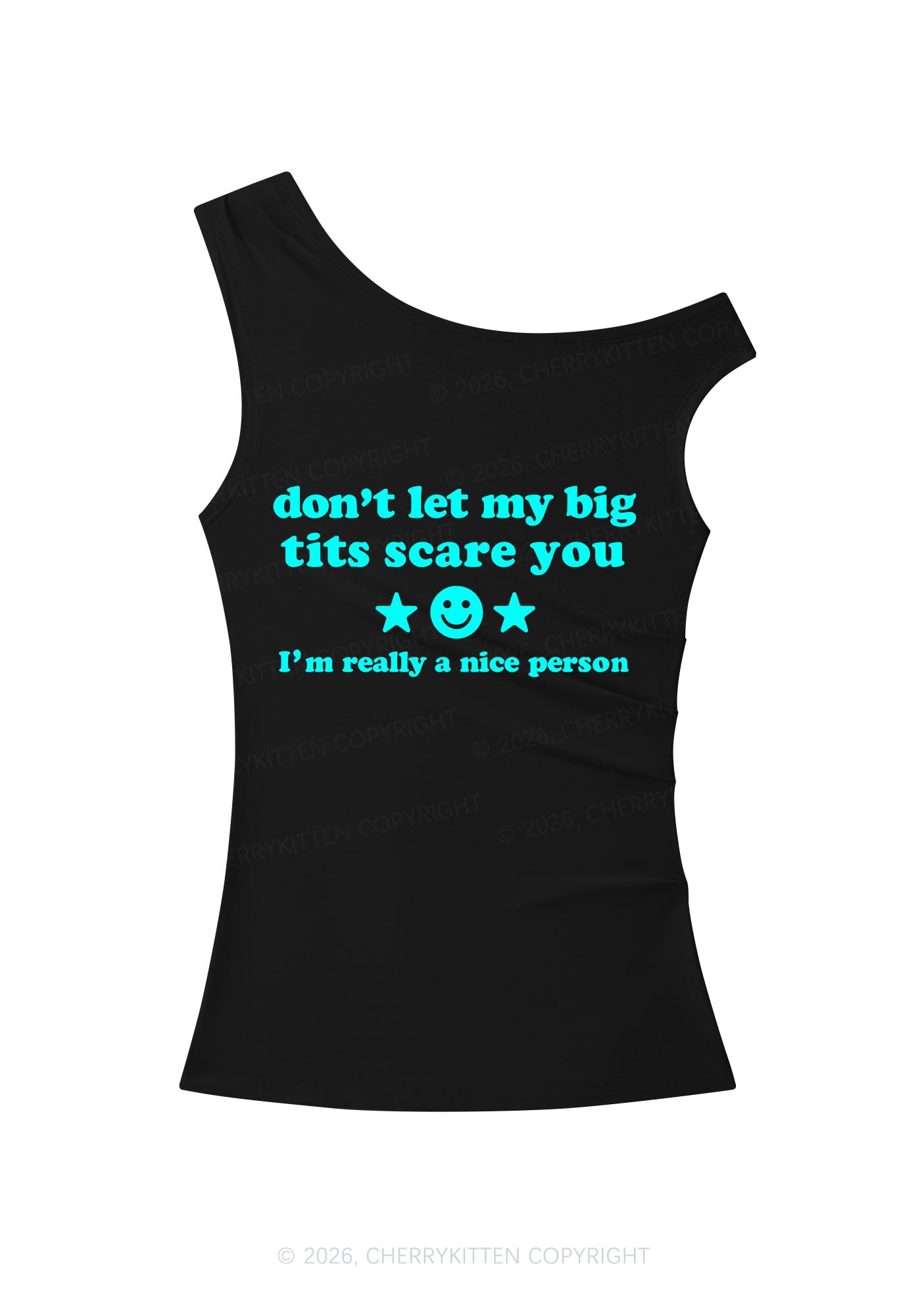 Dont Let My Big Txts Scare You Y2K Off Shoulder Tank Top Cherrykitten