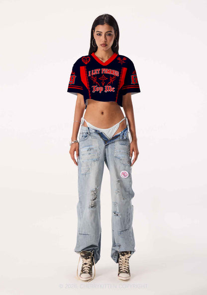 Black I Let Femmes Top Me Pride Y2K Crop Sport Jersey Shirts Cherrykitten