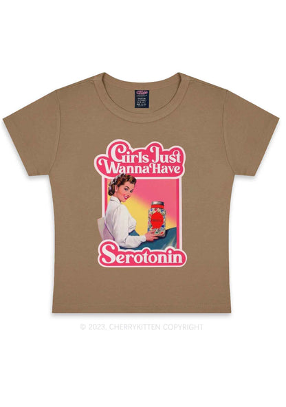 Girls Just Wanna Have Serotonin Y2K Baby Tee Cherrykitten