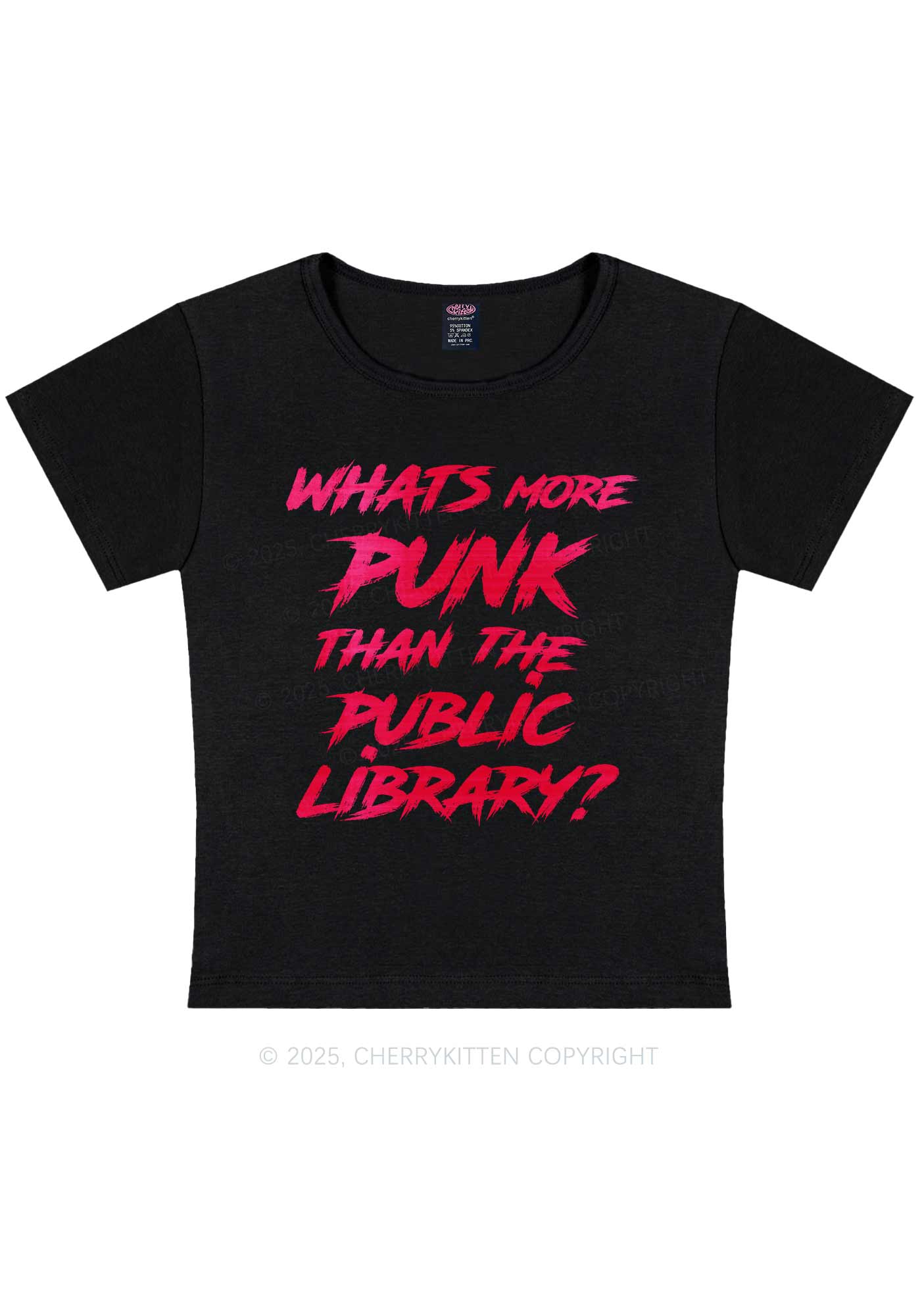 Punk Than Public Library Y2K Baby Tee Cherrykitten