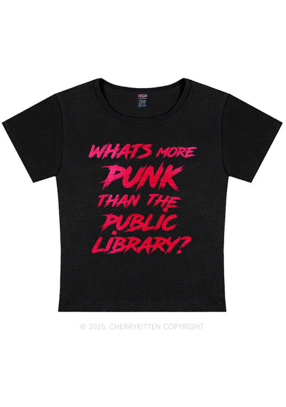 Punk Than Public Library Y2K Baby Tee Cherrykitten