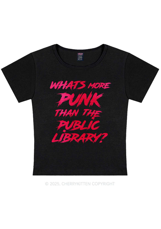 Punk Than Public Library Y2K Baby Tee Cherrykitten