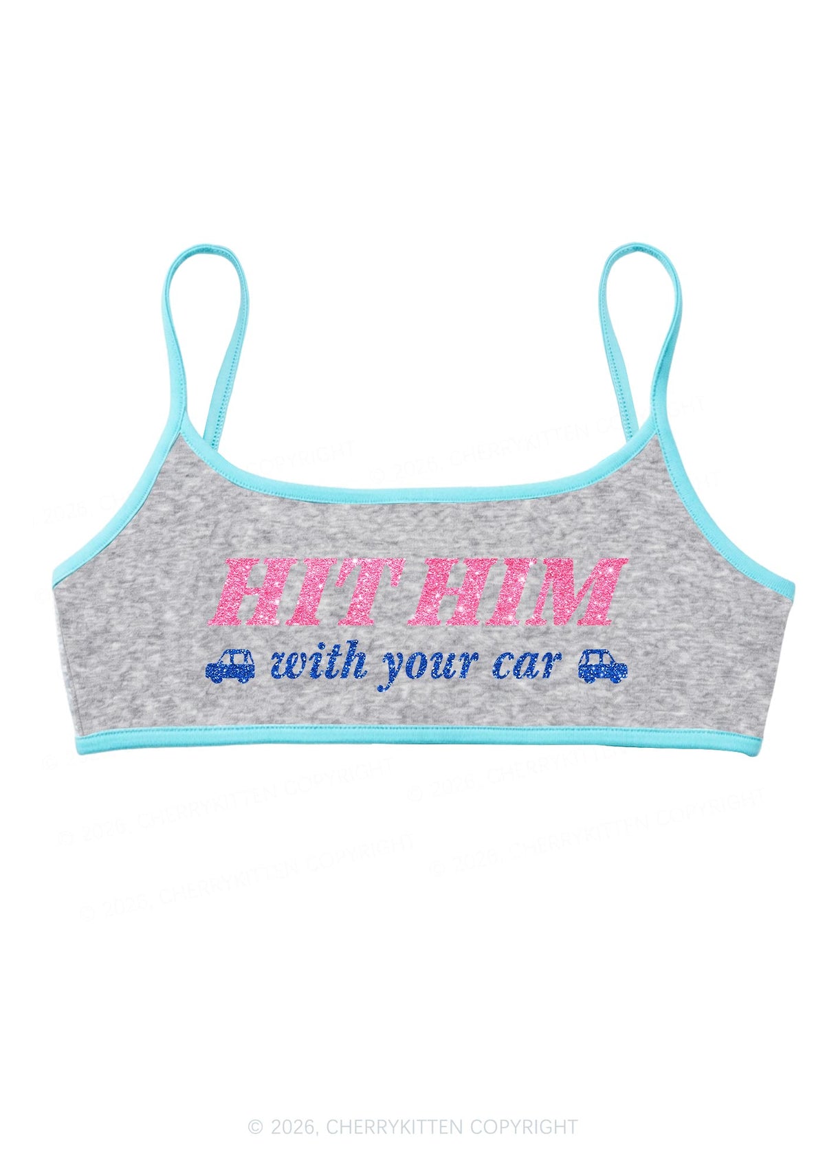 Glitter Hit Him Y2K Super Crop Cami Cherrykitten