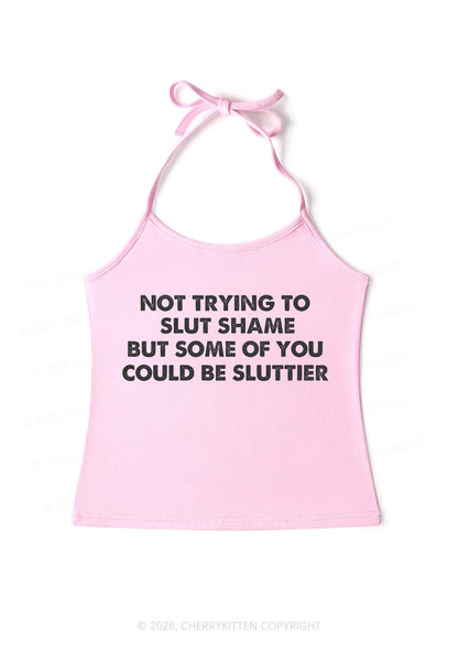 Not Trying To Slxt Shame Y2K Halter Neck Cami Cherrykitten