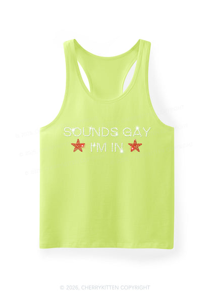 Rhinestone Sounds Gay Pride Y2K Men Racerback Tank Top Cherrykitten