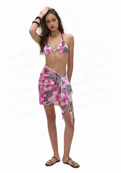 Purple Blossoms Y2K Print Bikini Set Cherrykitten