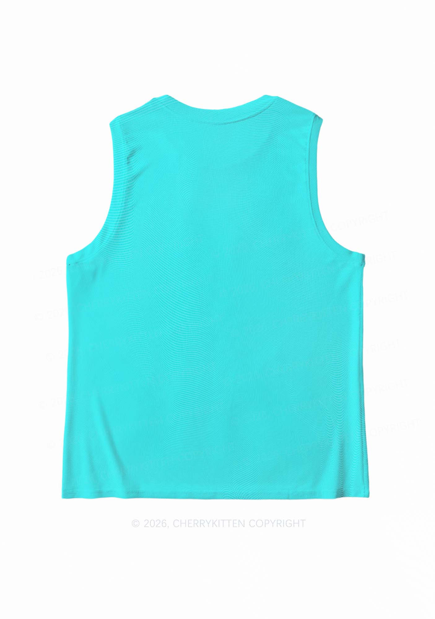 Aqua Blue Cxxt Y2K Mesh Muscle Tank Cherrykitten