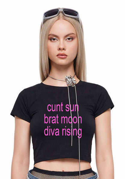 Cxxt Sun Brat Moon Diva Rising Y2K Baby Tee Cherrykitten