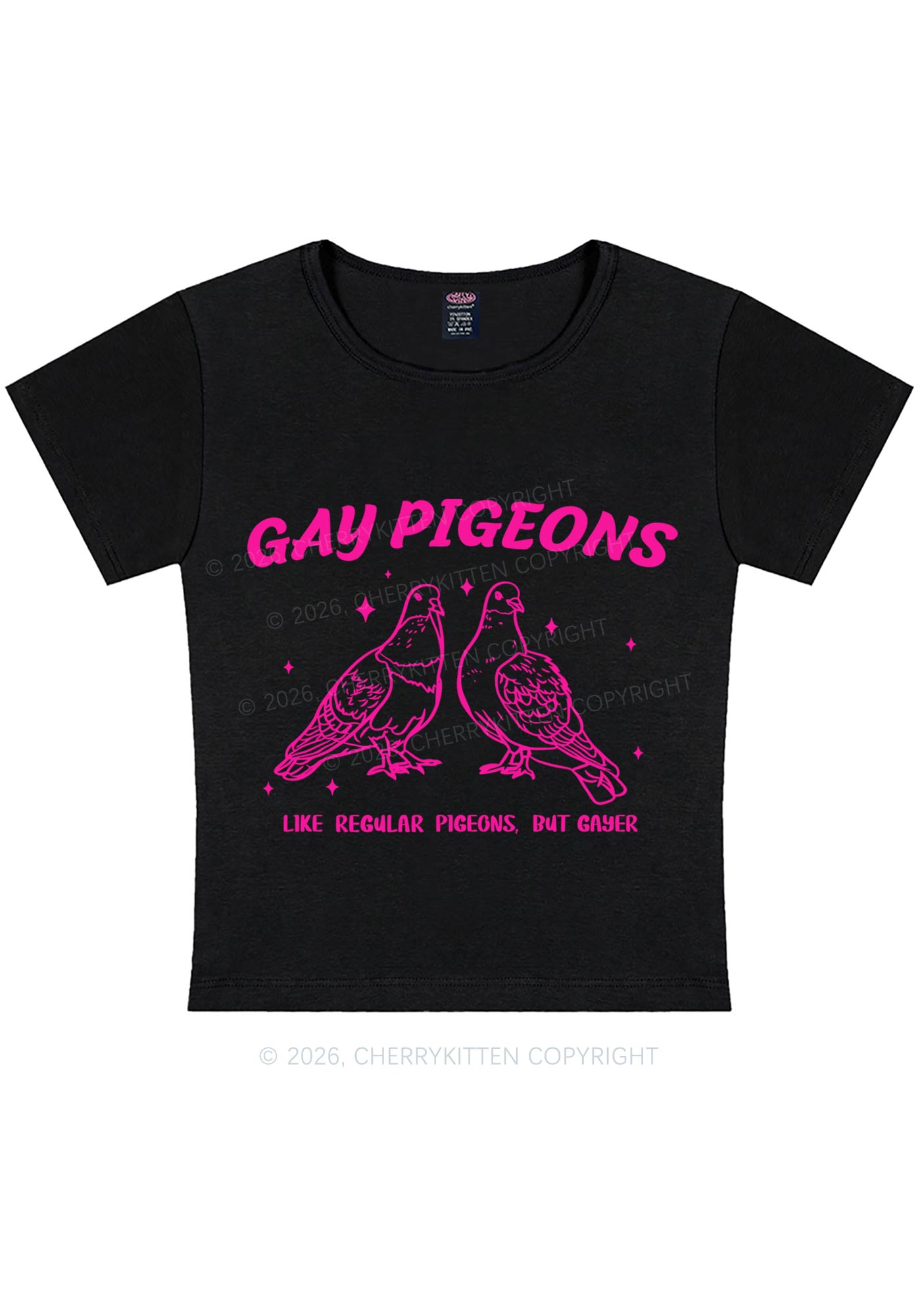 Gay Pigeons Pride Y2K Baby Tee Cherrykitten
