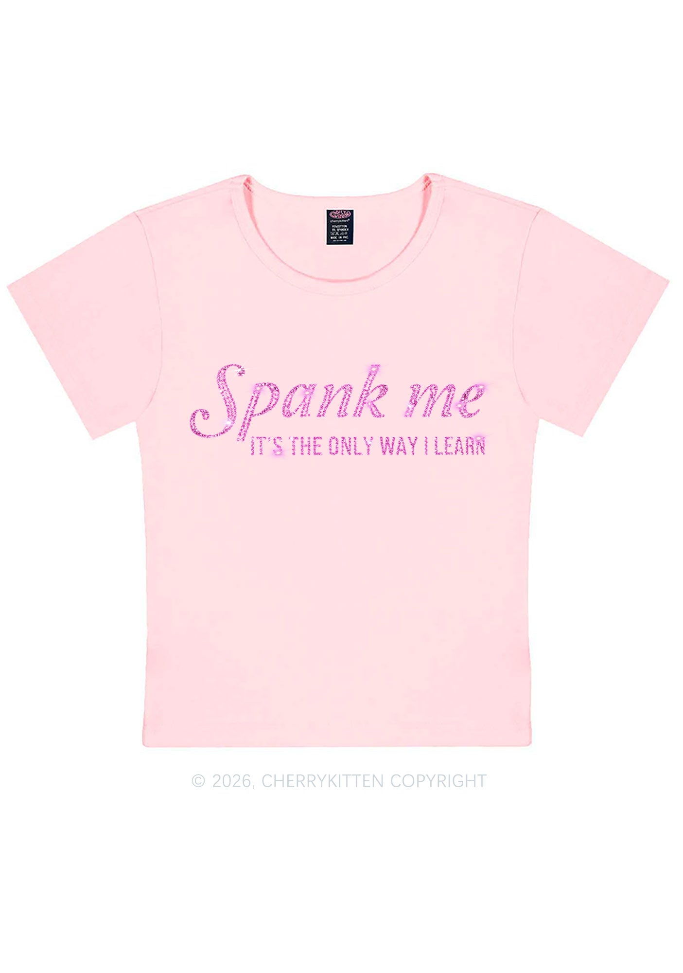 Rhinestone Spank Me Y2K Baby Tee Cherrykitten