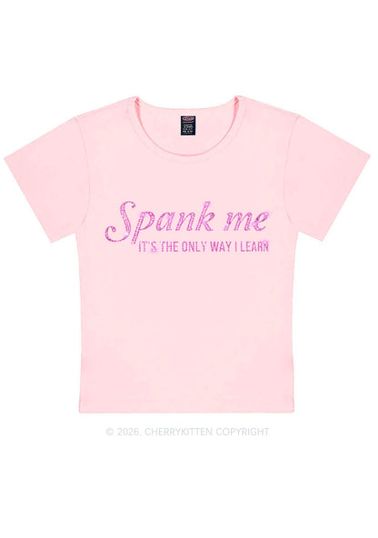 Rhinestone Spank Me Y2K Baby Tee Cherrykitten