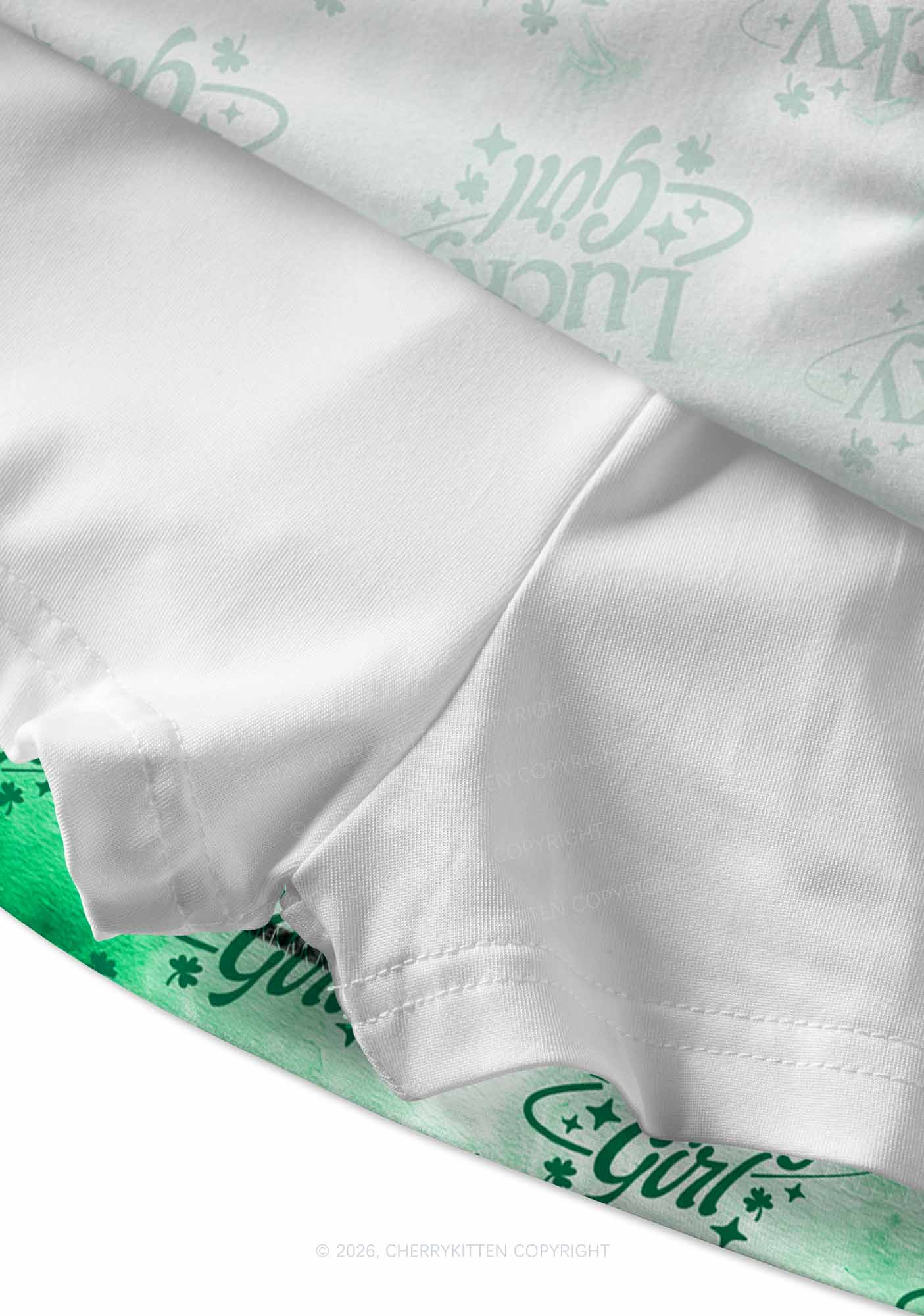 Lucky Girl Green Clover St Patricks Y2K Print Mini Skirt Cherrykitten