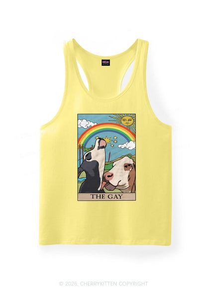 Gay Cow Play Pride Y2K Men Racerback Tank Top Cherrykitten