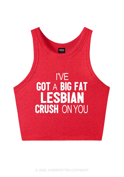 Big Fat Lesbian Crush Pride Y2K Crop Tank Top Cherrykitten