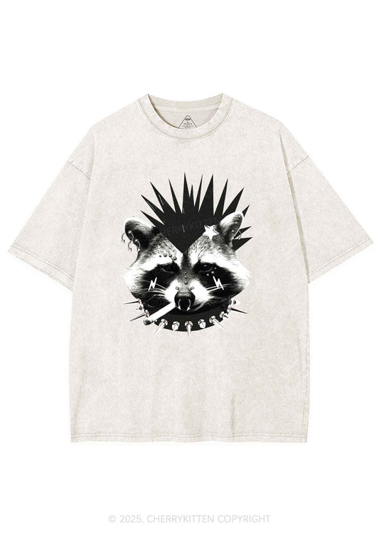 Punk Raccoon Y2K Shirts Washed Tee Cherrykitten